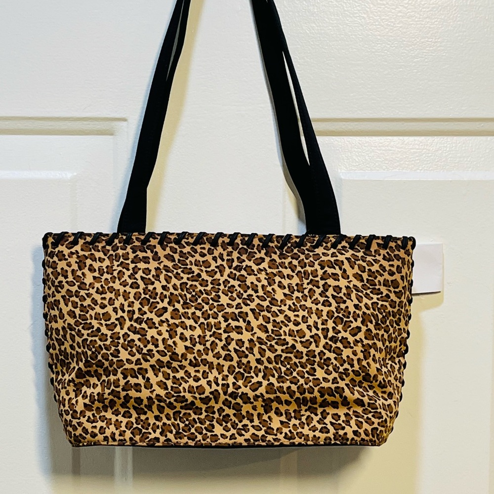 Vintage Liz Claiborne Leopard Animal Print Shoulder Bag Purse Whipstitch NWT - Picture 4 of 12